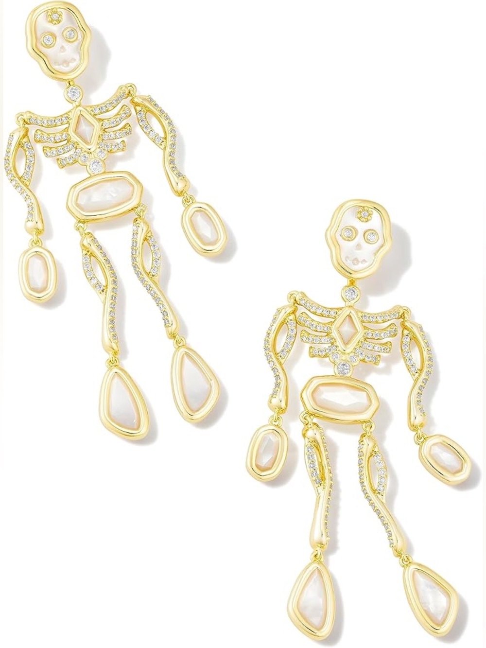 Like new!!!! Kendra Scott Skeleton Convertible Gold Ivory stone Earrings